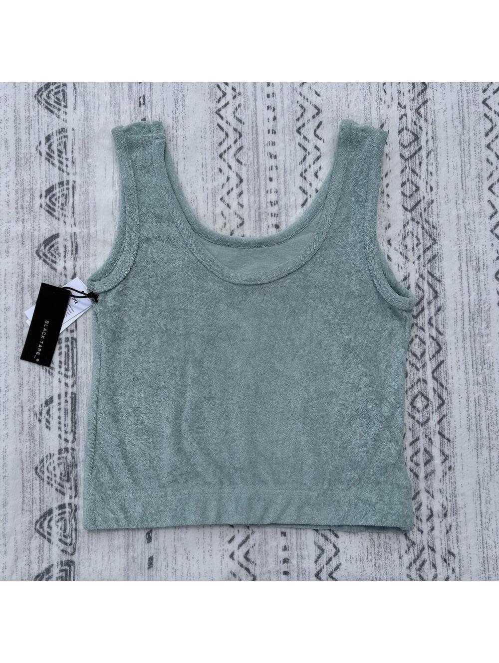 Black Tape Soft Mint Terry Cloth Crop Tank Top XS NWT - Picture 2 of 4